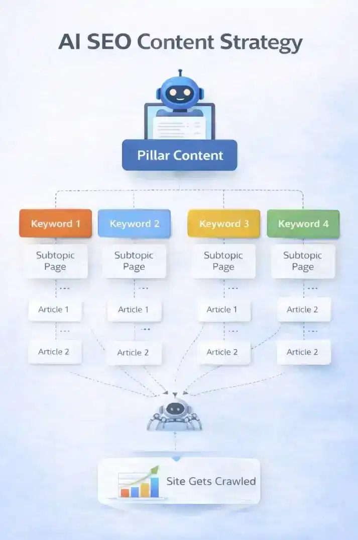 AI SEO content cluster structure diagram