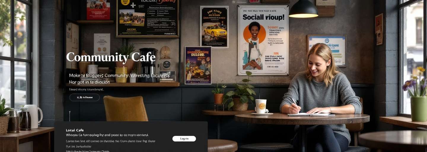 Blogger writing in local café