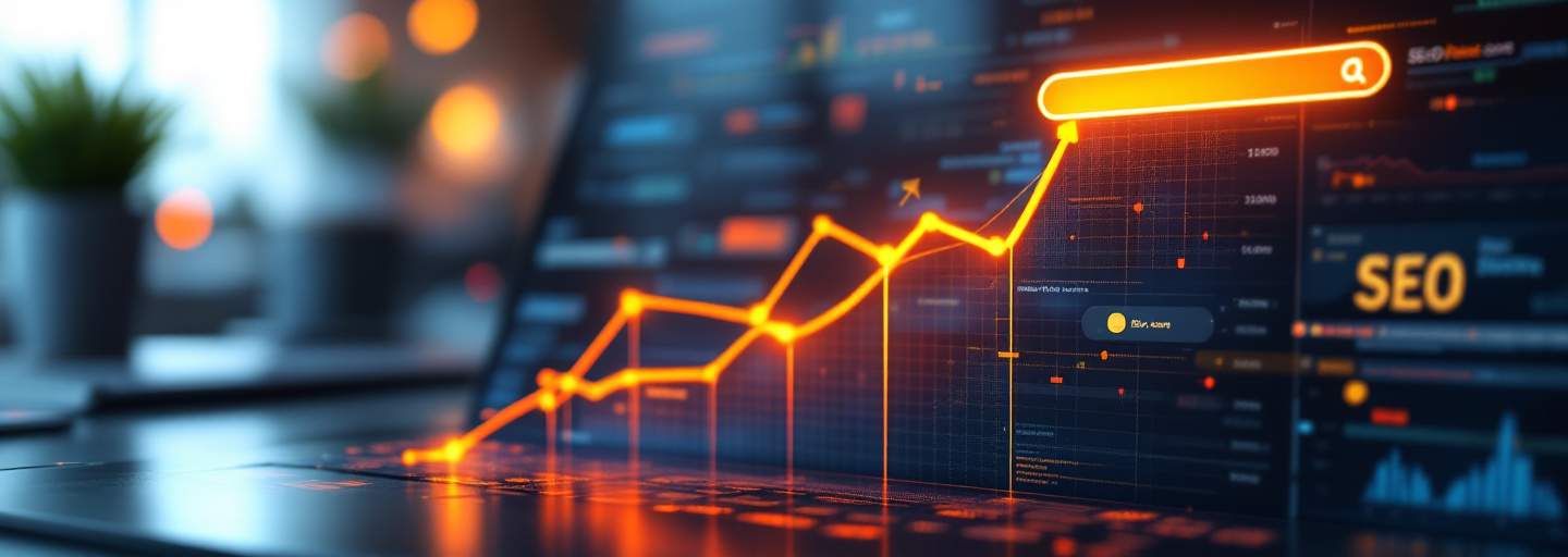 SEO growth graph with search bar