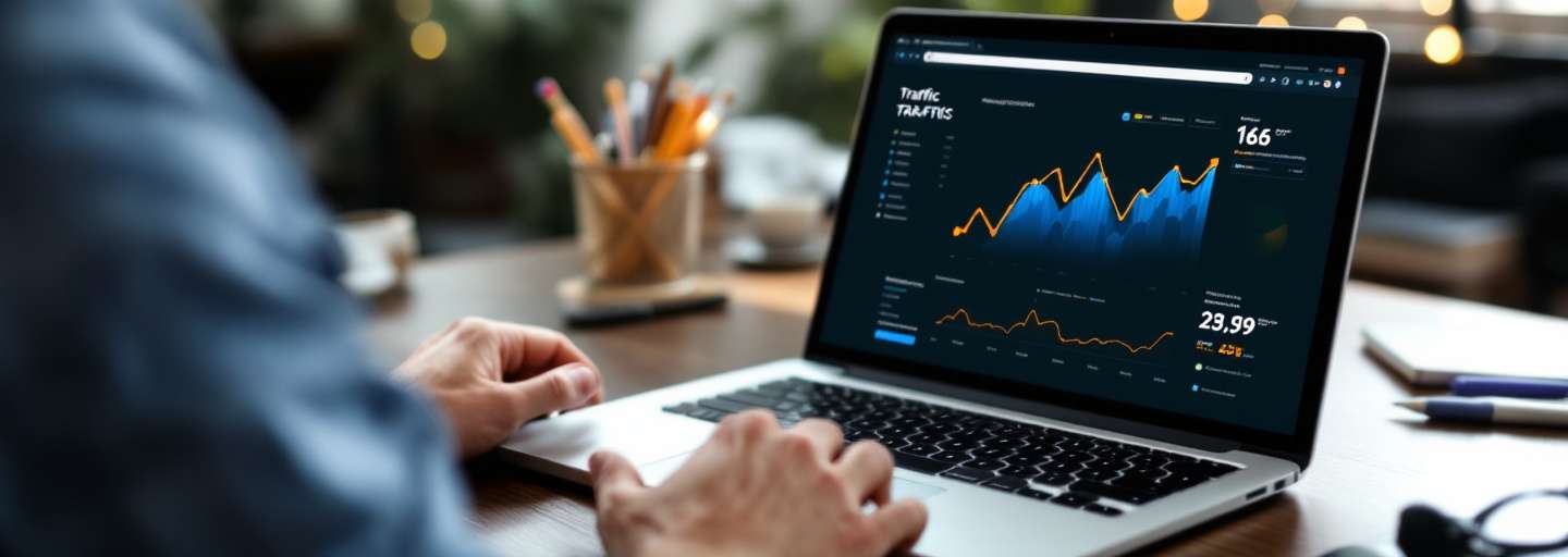 Entrepreneur celebrating website traffic growth