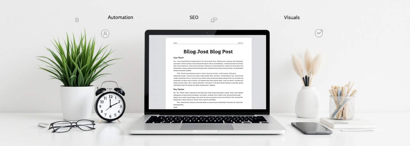 Laptop showing automated blog draft