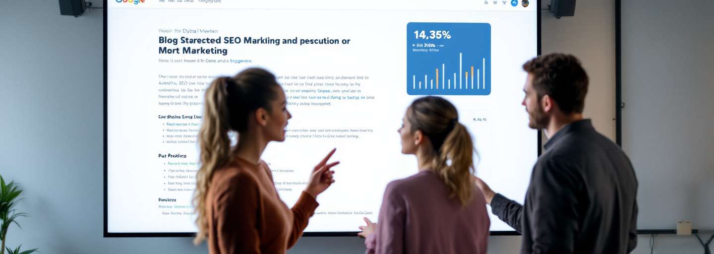 Marketing team reviewing blog performance