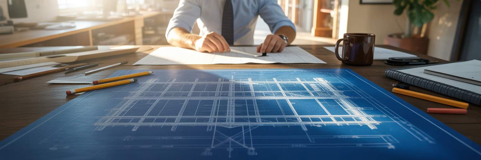 Architectural blueprint symbolizing website site structure.