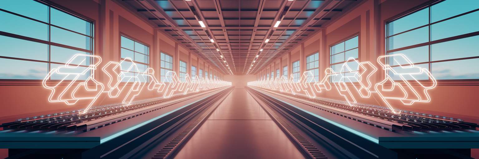 Automated data pipeline in modern workshop.