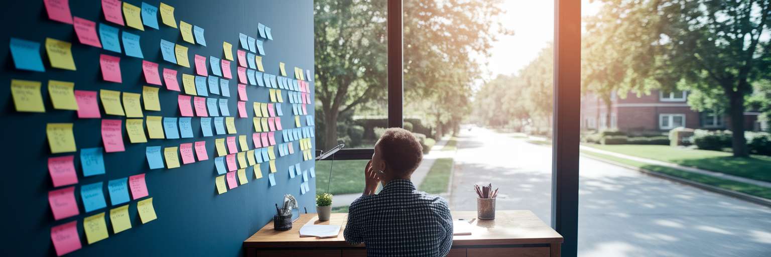 Content strategy planning with sticky notes