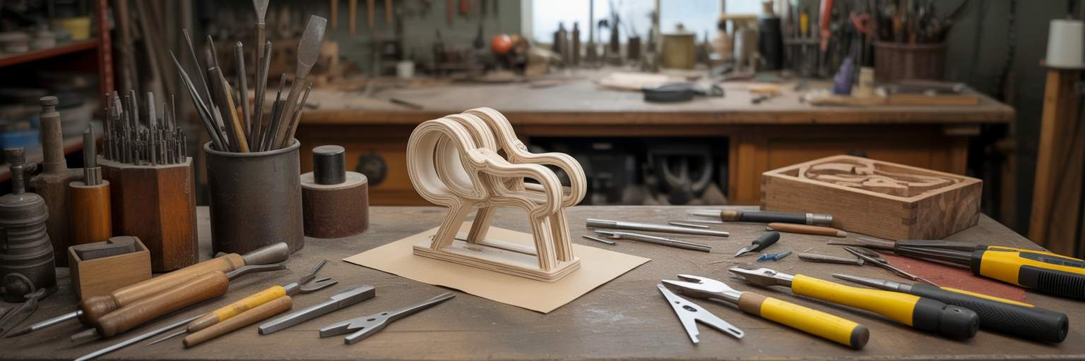 Disorganized workbench representing manual workflow bottleneck.