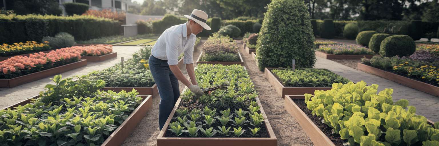Gardener tending flourishing content garden