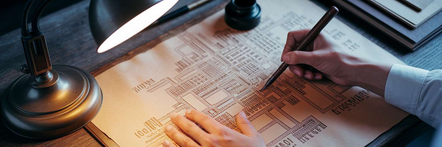 Hands drawing a detailed city map.