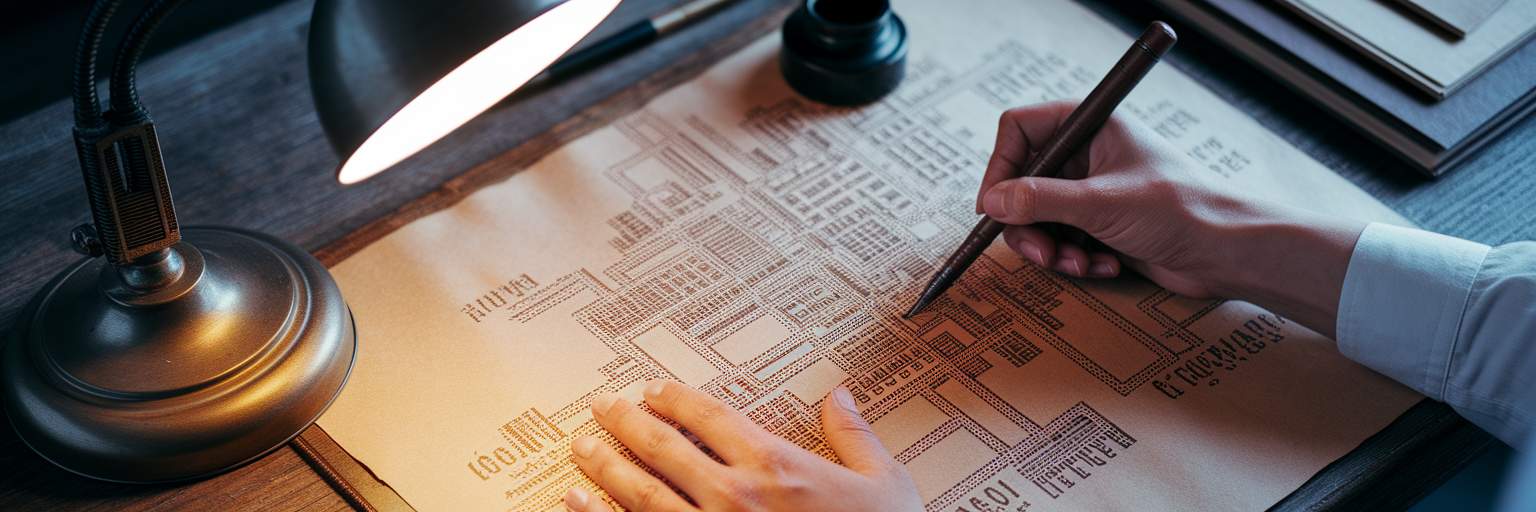 Hands drawing a detailed city map.