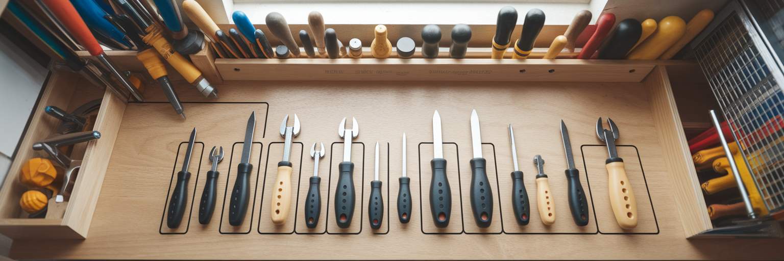 Organized workshop tools symbolizing site structure.