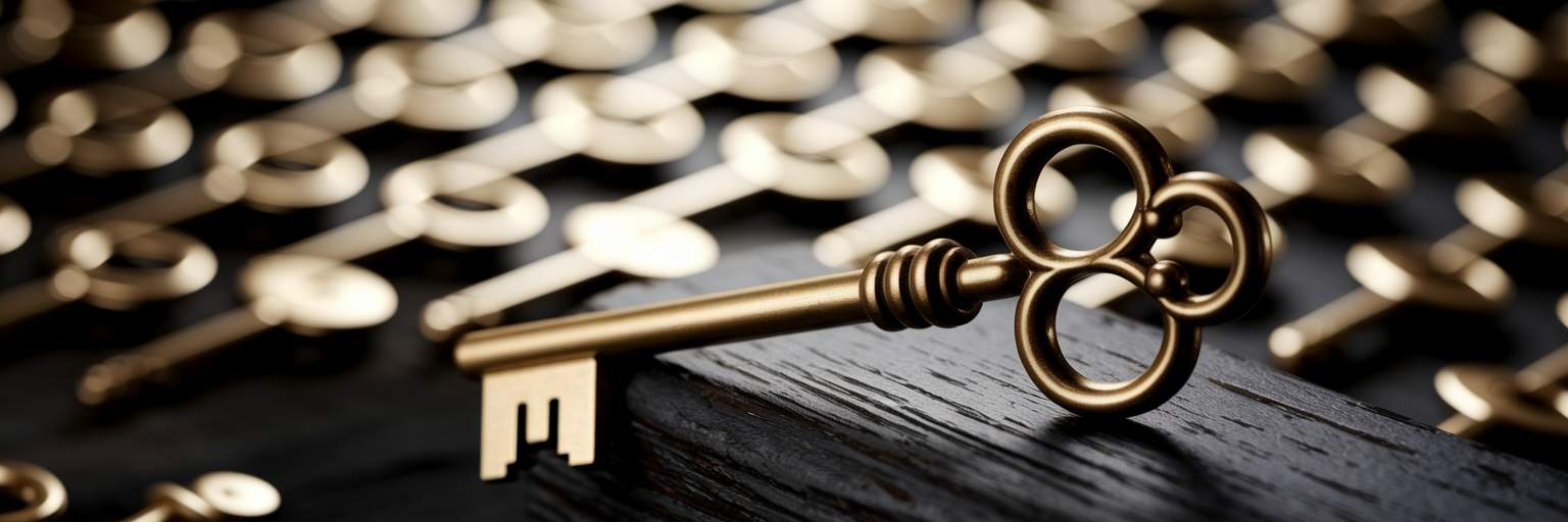 Ornate brass key representing niche keyword.