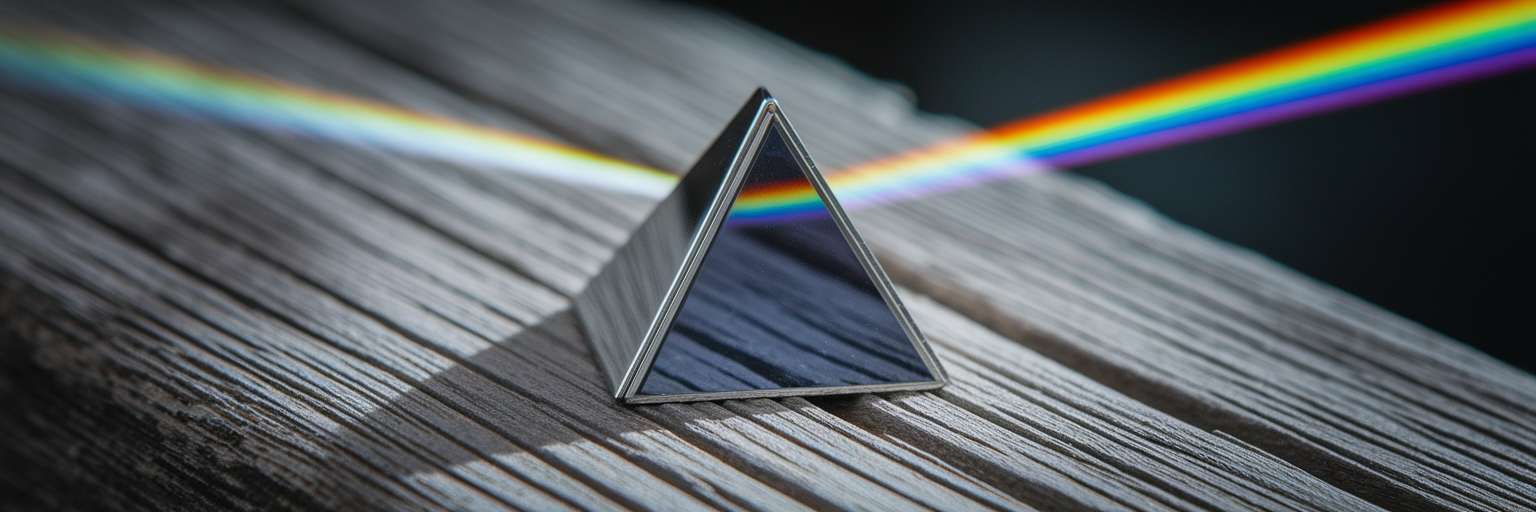 Prism refracting light into colors