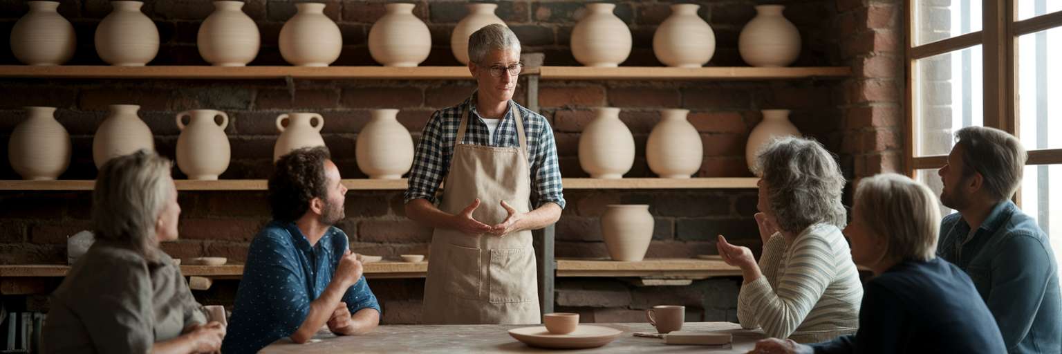 Respected artisan sharing expertise with admirers.