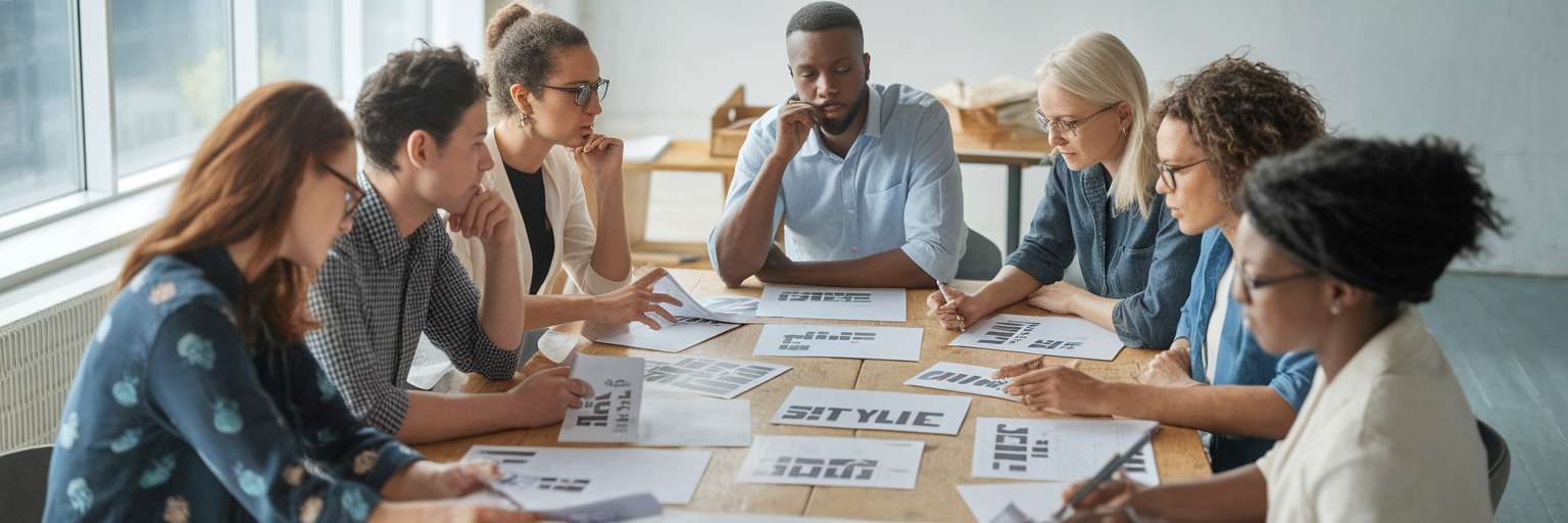 Team collaborating on brand guidelines