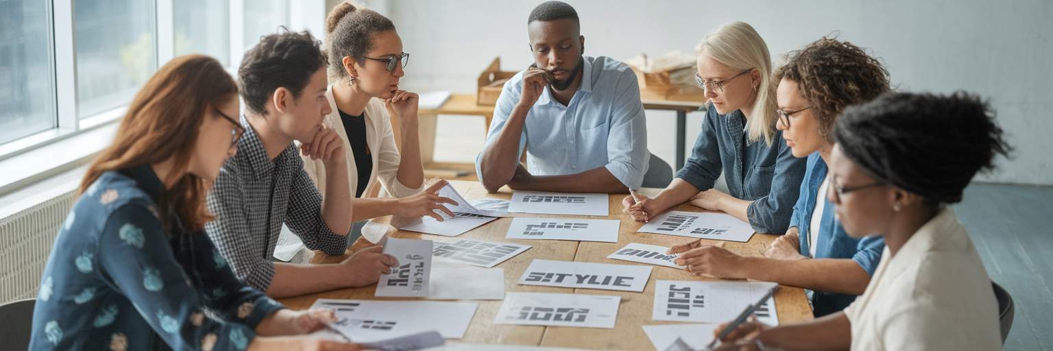 Team collaborating on brand guidelines