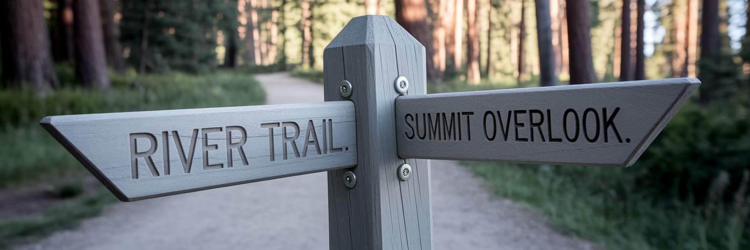 Wooden trail signpost offering clear direction.